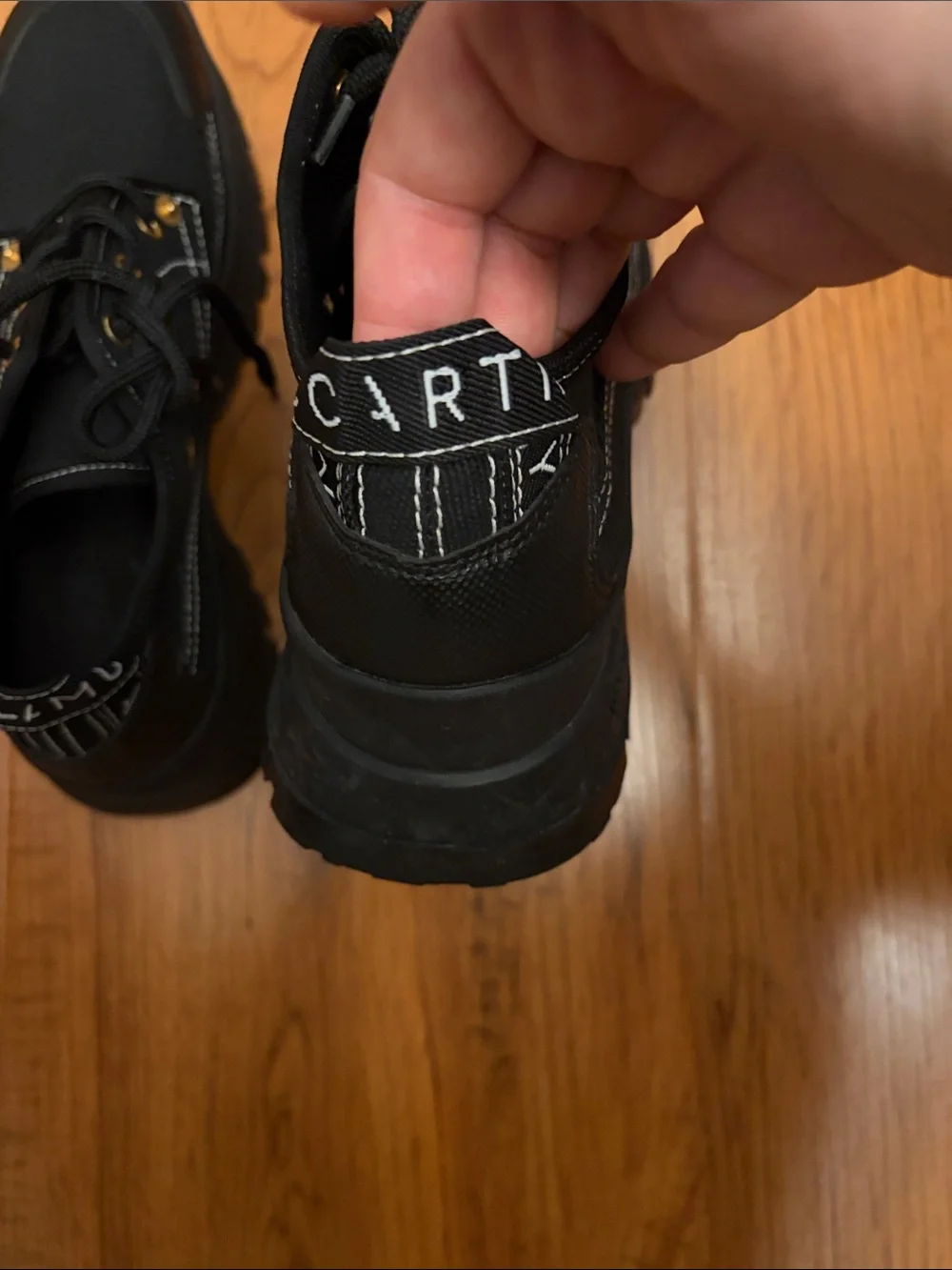 Stella McCarney + vibram Men's Black Canvas Lace-Up Platform Sneakers,39/ US 8.5